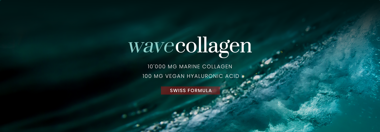 Wave Collagen, integratore alimentare Collagene Marino con acido ialuronico, aminoacidi e vitamine A, C, E. Integratori alimentari Swiss formula, per la pelle, ossa e cartilagini.